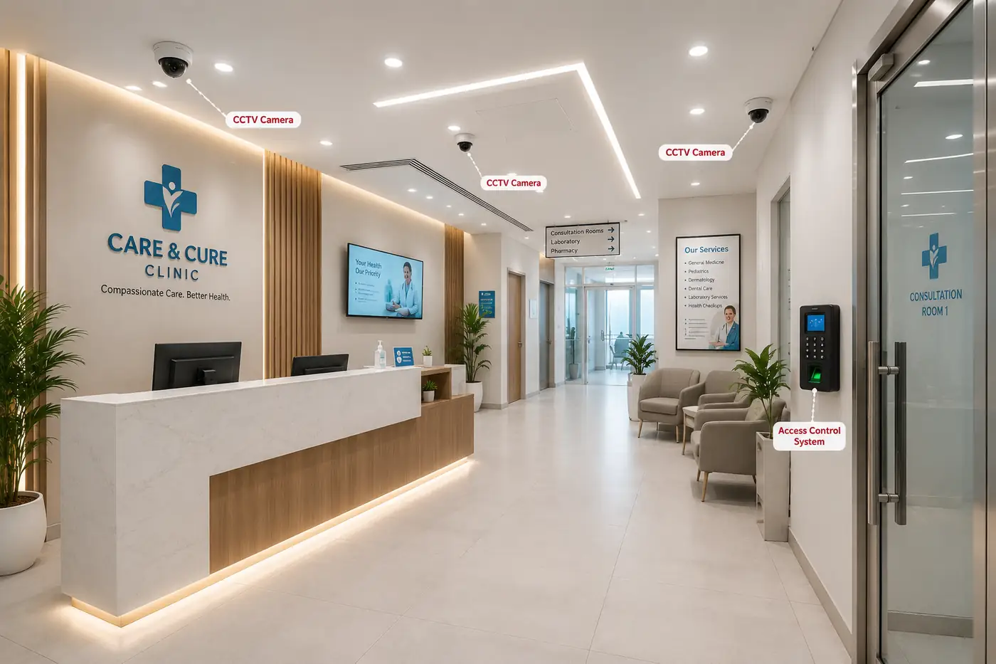 Clinic access control system installation in Dubai UAE