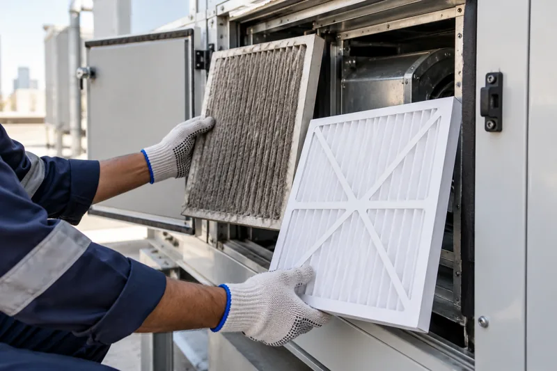 Replacement of an HVAC filter during maintenance