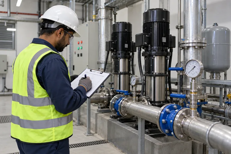Scheduled inspection of pumps and pressure gauges