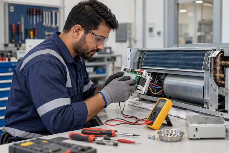 Diagnostic check of a disconnected fan-coil control component