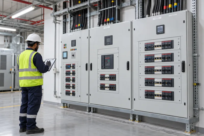 Electrical distribution boards and cable containment in a service room