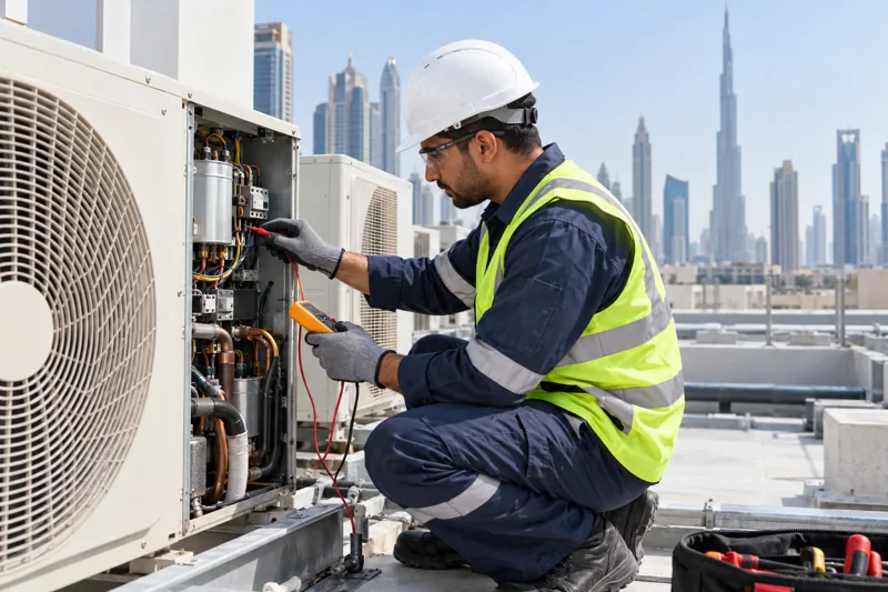 Scheduled servicing of rooftop air-conditioning equipment
