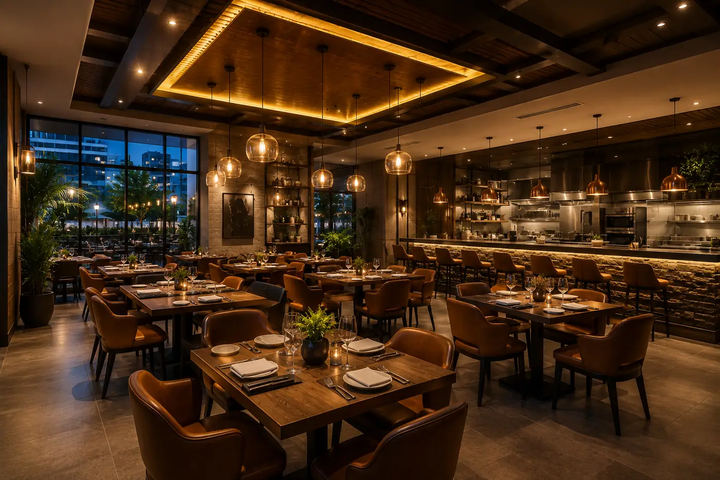 Restaurant lighting and ventilation project in Palm Jumeirah Dubai