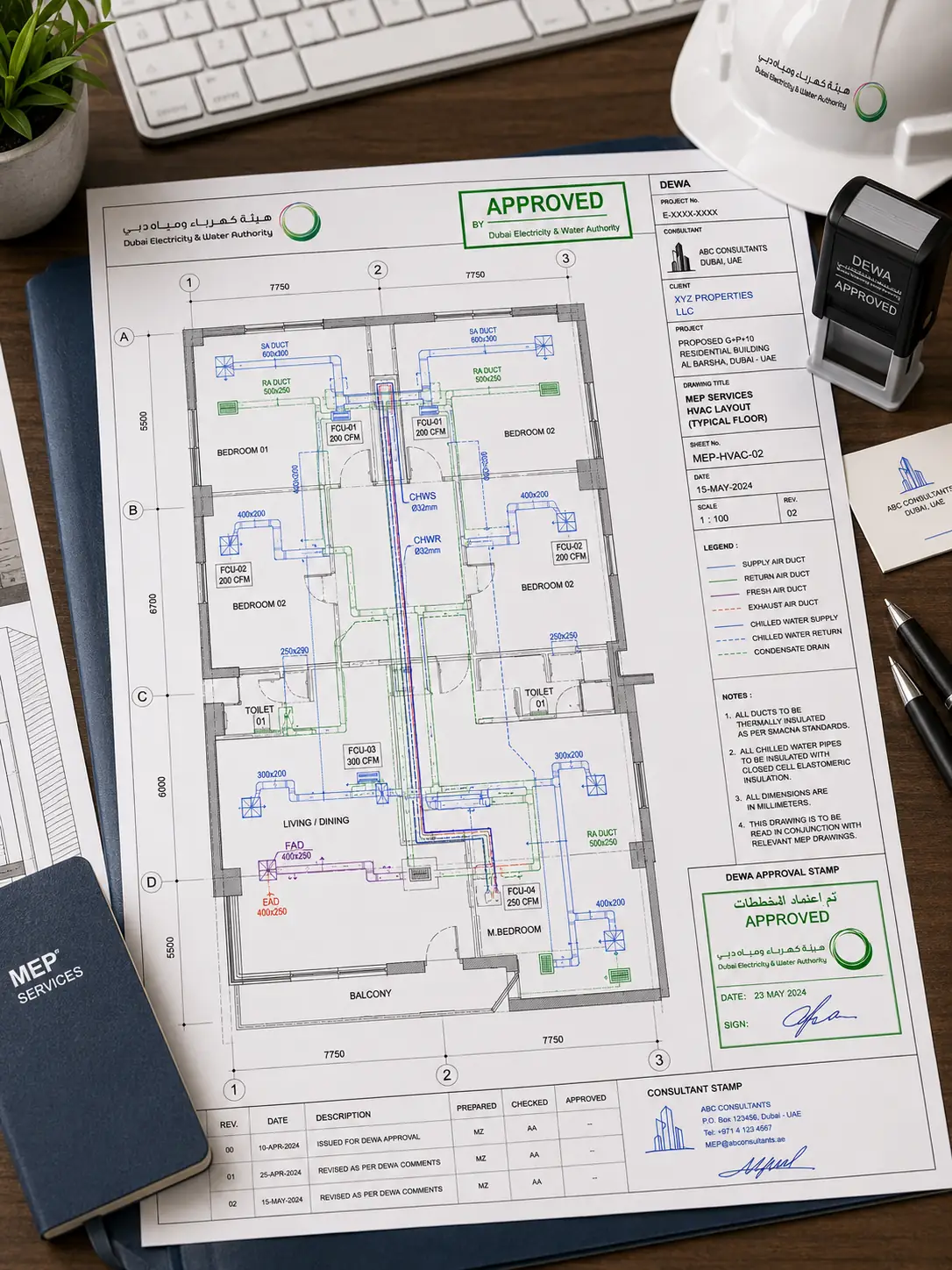 Authority approval documentation and DEWA coordination support for Dubai MEP projects