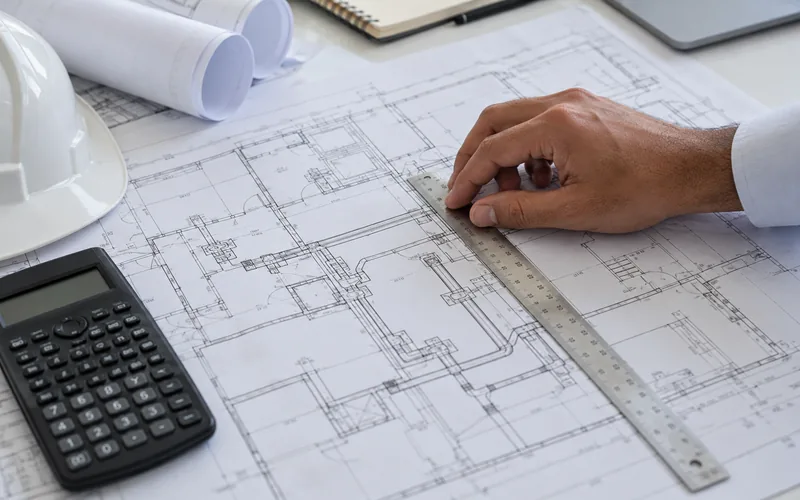 Measuring a service route on a drawing for quantity takeoff