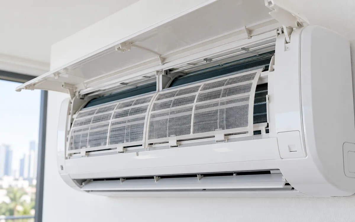 Indoor air-conditioning unit with its filter accessible for maintenance